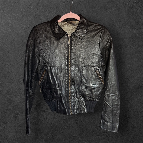 DOMA Bomber Jacket Genuine Leather XS Black - Picture 2 of 5